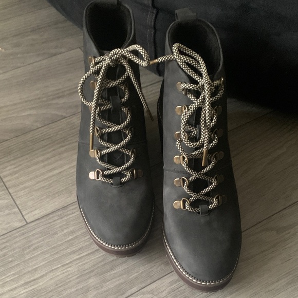 Toms Charcoal and Chocolate Lace-Up Wedges - Picture 2 of 6